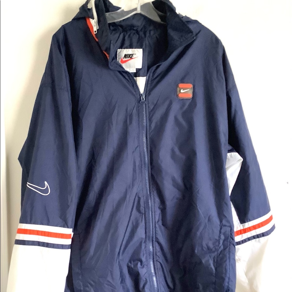 Vintage Nike Nylon Zip Hooded Logo Jacket Men’s XL Cloth lined